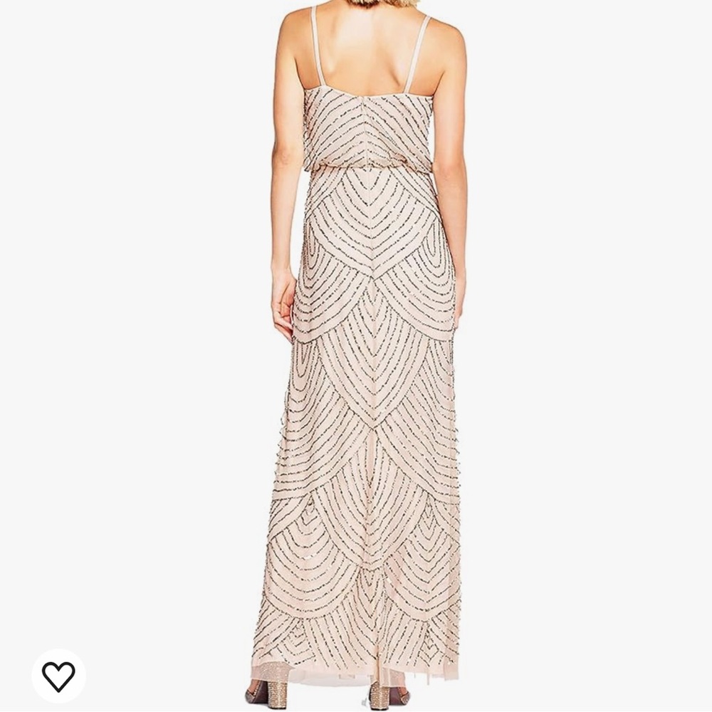 Adrianna Papell Long Beaded Gown (Taupe/Pink)